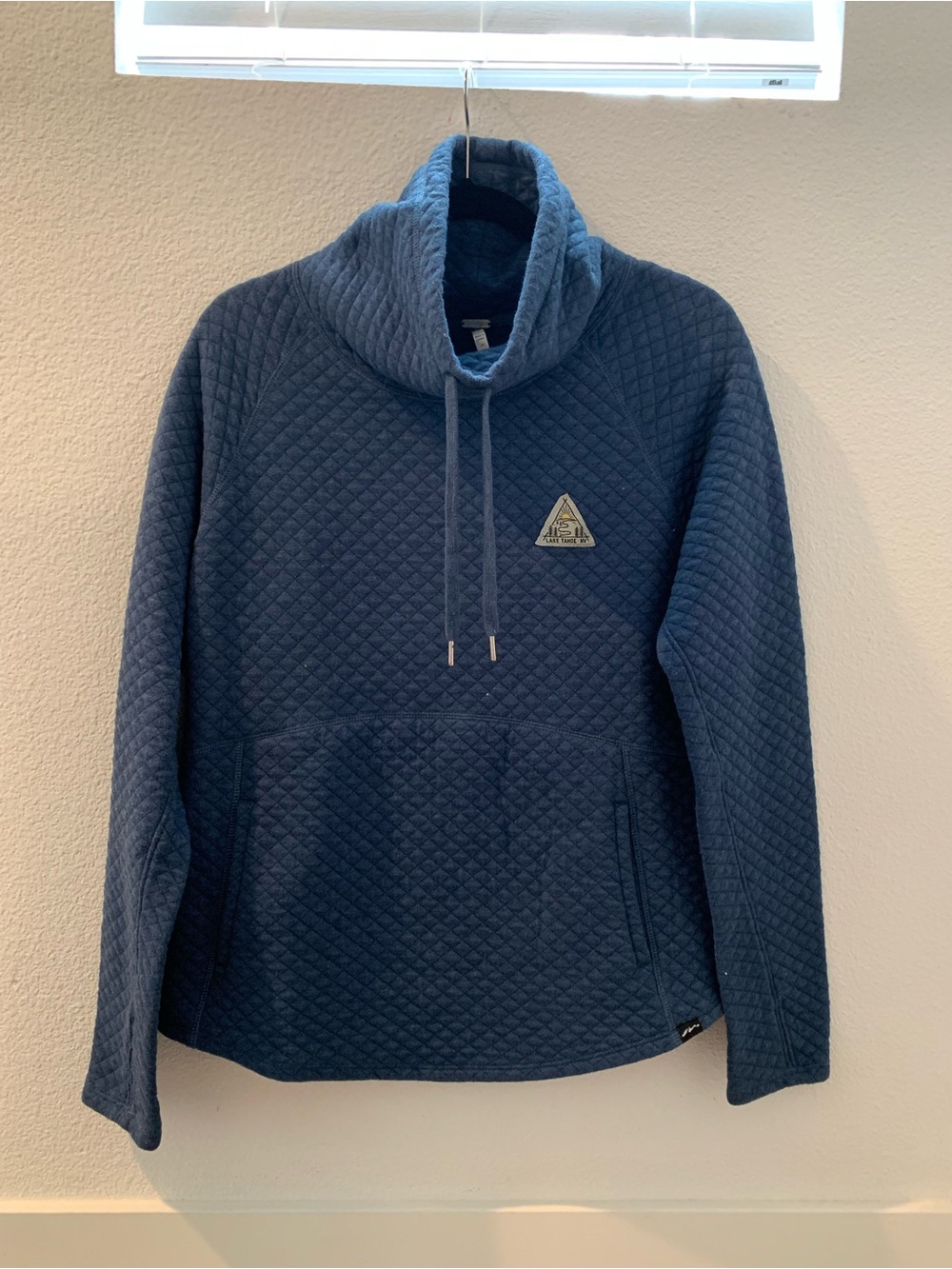 Lake Tahoe diamond-quilted, cowl neck hoodie